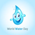 Square banner International Holiday, World Water Day. Cartoon drop. Banner, postcard, sign, logo. Vector Royalty Free Stock Photo