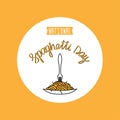 Square banner national spaghetti day and lettering