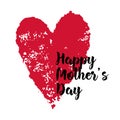 Square banner with a red heart and the inscription Happy Mothers Day. Template greeting card, brochure or wallpaper.