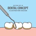 Square banner Scaling teeth illustration vector on blue background. Dental concept.
