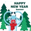 New year`s banner with a bull.