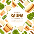 Square banner template for sauna or SPA center with frame Royalty Free Stock Photo