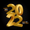 Square banner for 2022, Tigger. Template for a greeting card or invitation with the inscription Happy New Year. Royalty Free Stock Photo