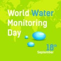 Square banner World Water Monitoring Day. Poster, postcard. Vector Royalty Free Stock Photo