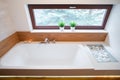 Square bathtub with simple tap