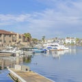 Square Beautiful harbour views with boats and docks in Huntington Beach California Royalty Free Stock Photo