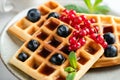 Square Belgian Waffles With Berries