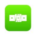 Square belt buckle icon digital green