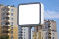 Square billboard in the city, blank template