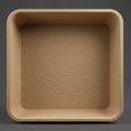 Square biodegradable container made of molded pulp, featuring a light brown, texture Royalty Free Stock Photo