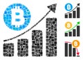 Square Bitcoin Bar Chart Trend Icon Vector Mosaic