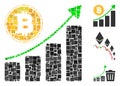 Square Bitcoin Growing Chart Icon Vector Collage