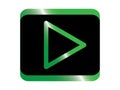 Black green play button icon vector