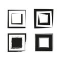 Square black hand drawn grunge frames. Square borders set. Vector illustration. EPS 10. Royalty Free Stock Photo