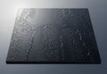 A square black tile has water droplets and flowing patterns on its surface, creating a reflective, Royalty Free Stock Photo