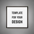 Square Blank framed poster on grey wall. Vector template Royalty Free Stock Photo