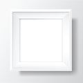 Square Blank white frame on white wall. Vector template Royalty Free Stock Photo