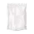 Square blank white retort stand-up pouch with zip lock mockup. Flexible plastic bag mock-up. Food product zipper package Royalty Free Stock Photo