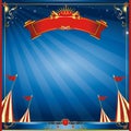 Square blue night circus invitation Royalty Free Stock Photo