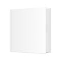 Square Book Mockup. 3d Vector Realistic. Empty Template. Standing closed book with white hardcover. Blank Magazine, album, catalog