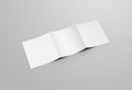 Square booklet open page template, blank white roll fold brochure with realistic shadows, business catalog, for design