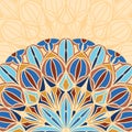 Vector square background with a piece of colored ethnic gothic mandala