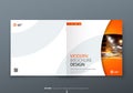 Square Brochure design. Orange corporate business rectangle template brochure, report, catalog, magazine. Brochure