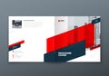 Square Brochure design. Red corporate business rectangle template brochure, report, catalog, magazine. Brochure layout Royalty Free Stock Photo