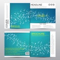 Square brochure template with molecular structure. Geometric abstract background. Medicine, science, technology. Vector