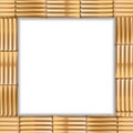 Square brown bamboo frame with copy space on white background Royalty Free Stock Photo