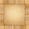 Square brown dry bamboo stems frame with old paper or canvas Royalty Free Stock Photo