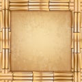 Square brown dry bamboo sticks frame with old paper or canvas Royalty Free Stock Photo