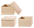 Square brown solid cardboard box isolated Royalty Free Stock Photo