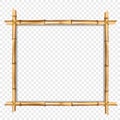 Square wooden border frame made of brown bamboo sticks