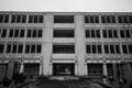 Modern structure in the Cremona cemetery B&W