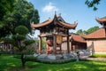 Square building hold a big sacred drum at The Temple of Literature Van Mieu, the first national university in Hanoi