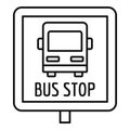 Square bus stop sign icon, outline style Royalty Free Stock Photo