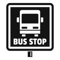 Square bus stop sign icon, simple style Royalty Free Stock Photo