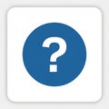 A square button displays a blue circle with a white question mark at the center. The Royalty Free Stock Photo