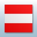 Square button with the national flag of Austria with the reflection of light. Icon with the main symbol of the country