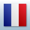 Square button with the national flag of France with the reflection of light. Icon with the main symbol of the country Royalty Free Stock Photo