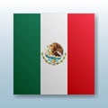 Square button with the national flag of Mexico with the reflection of light. Icon with the main symbol of the country