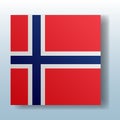 Square button with the national flag of Norway with the reflection of light. Icon with the main symbol of the country Royalty Free Stock Photo