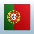 Square button with the national flag of Portugal with the reflection of light. Icon with the main symbol of the country Royalty Free Stock Photo