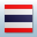 Square button with the national flag of Thailand with the reflection of light. Icon with the main symbol of the country