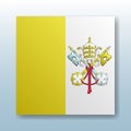 Square button with the national flag of Vatican City with the reflection of light. Icon with the main symbol of the country Royalty Free Stock Photo