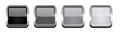 Square buttons. Gray glass 3d icons with metal frame Royalty Free Stock Photo