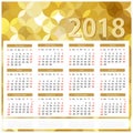 Square calendar 2018. Golden background