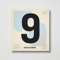 Square calendar page featuring a large, bold black number \