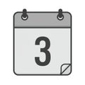 Square calendar page with a gray header and black ring binders at the top corners.
